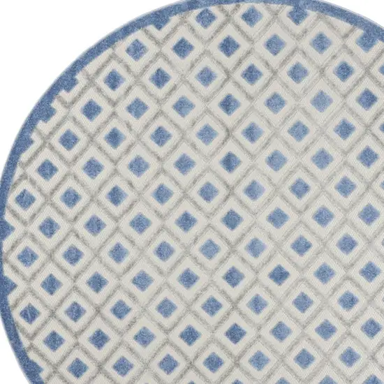 Round Blue and Gray Indoor Outdoor Area Rug Photo 11