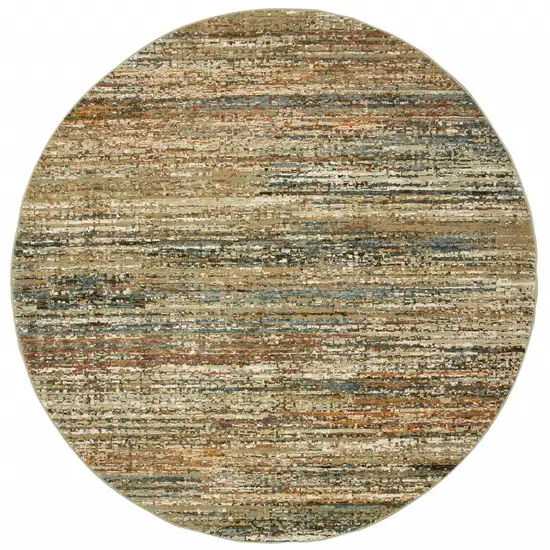 Round Gold and Green Abstract Area Rug Photo 1