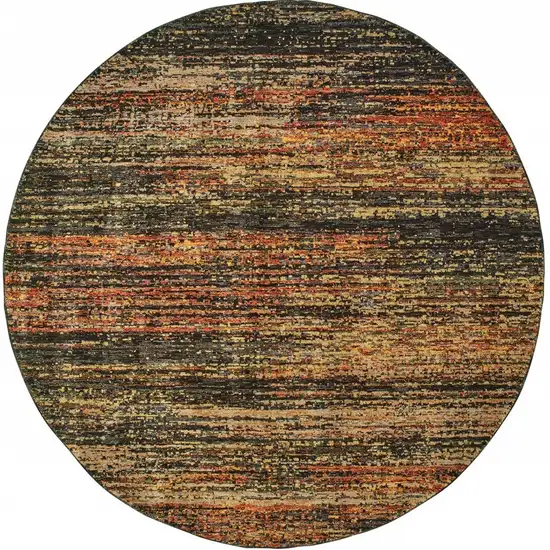 Round Gold and Slate Abstract Area Rug Photo 4