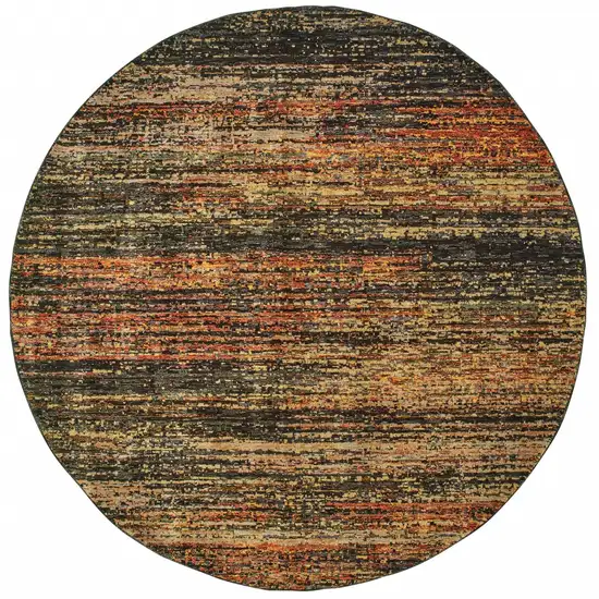 Round Gold and Slate Abstract Area Rug Photo 1