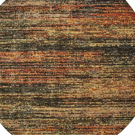 Round Gold and Slate Abstract Area Rug Photo 3