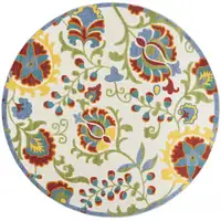 Photo of Round Ivory Multi Floral Indoor Outdoor Area Rug