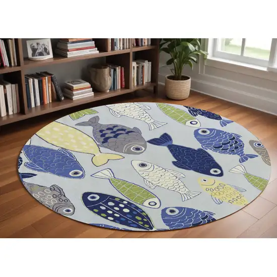 Light Blue School Of Fish Indoor Area Rug Photo 1