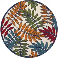 Photo of Round Multicolored Leaves Indoor Outdoor Area Rug