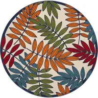 Photo of Round Multicolored Leaves Indoor Outdoor Area Rug