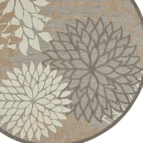 Round Natural and Gray Indoor Outdoor Area Rug Photo 9