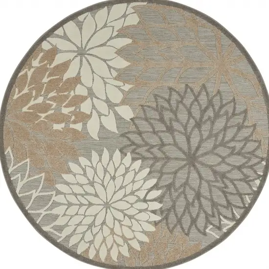 Round Natural and Gray Indoor Outdoor Area Rug Photo 9