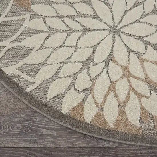 Round Natural and Gray Indoor Outdoor Area Rug Photo 2