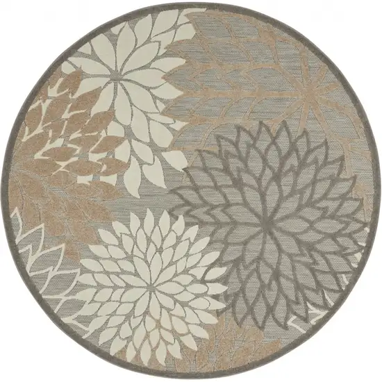 Round Natural and Gray Indoor Outdoor Area Rug Photo 1