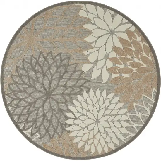 Round Natural and Gray Indoor Outdoor Area Rug Photo 10