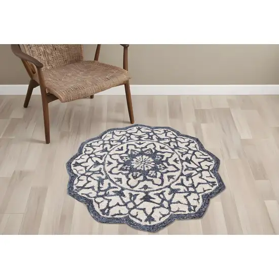 Navy And White Decorative Area Rug Photo 2