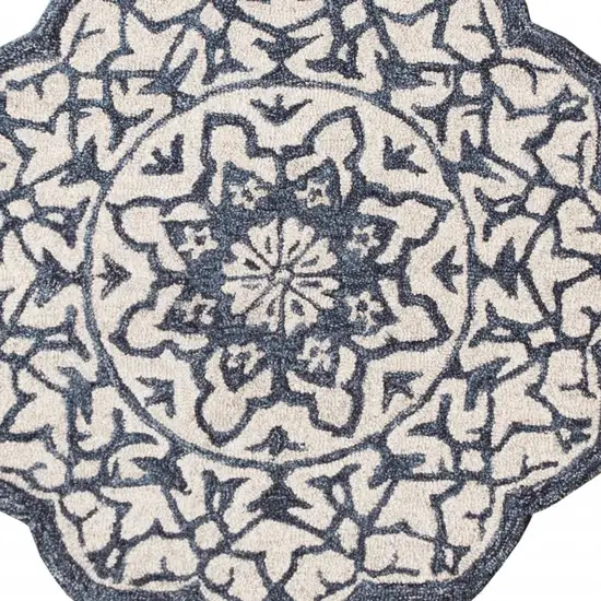 Navy And White Decorative Area Rug Photo 5