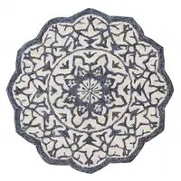 Photo of Round Navy and White Decorative Area Rug