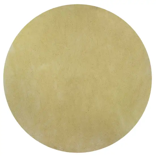 Round  Polyester Canary Yellow Area Rug Photo 1