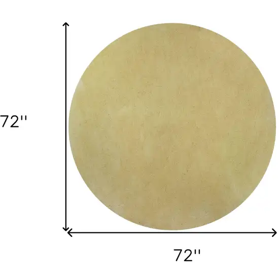 Round  Polyester Canary Yellow Area Rug Photo 7