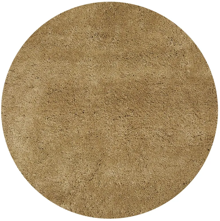 Round  Polyester Gold Area Rug Photo 1