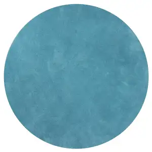 Photo of Round  Polyester Highlighter Blue Area Rug