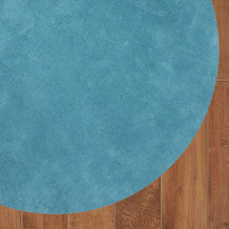 Round  Polyester Highlighter Blue Area Rug Photo 3