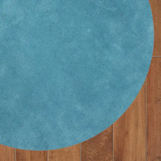 Round  Polyester Highlighter Blue Area Rug Photo 3