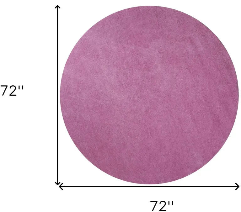 Round  Polyester Hot Pink Area Rug Photo 5