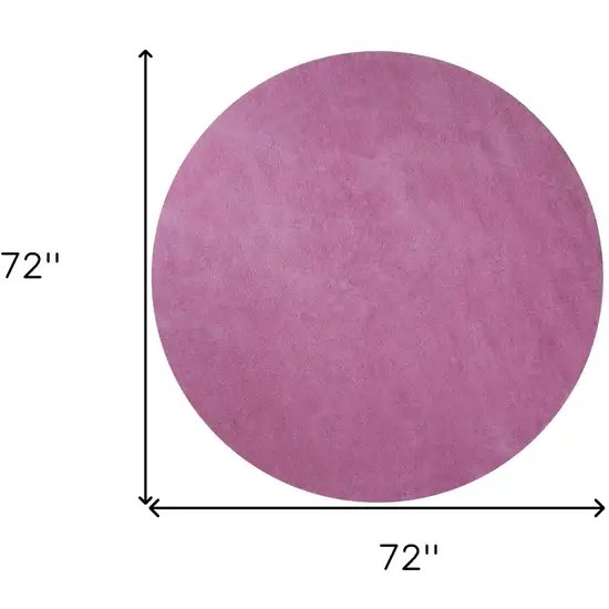 Round  Polyester Hot Pink Area Rug Photo 5