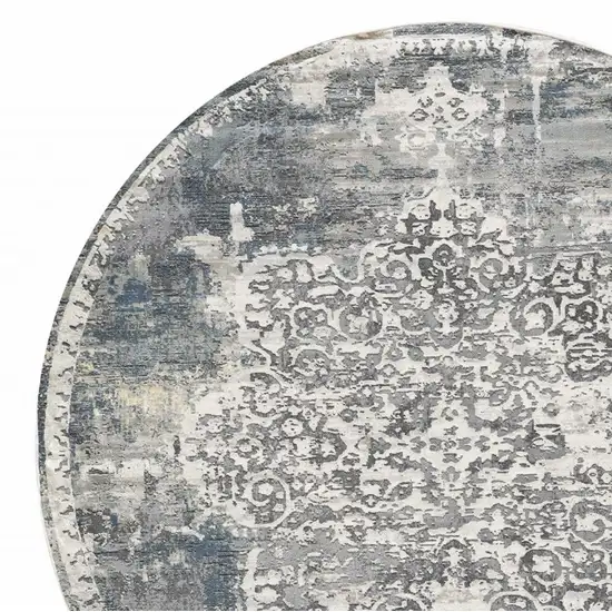 Round Polyester Ivory Area Rug Photo 2