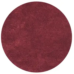 Photo of Round  Polyester Red Area Rug