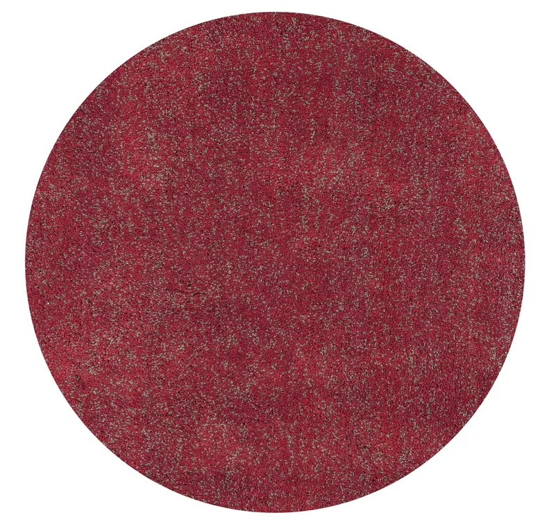 Round  Polyester Red Heather Area Rug Photo 1