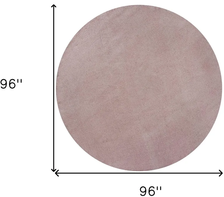 Round  Polyester Rose Pink Area Rug Photo 5