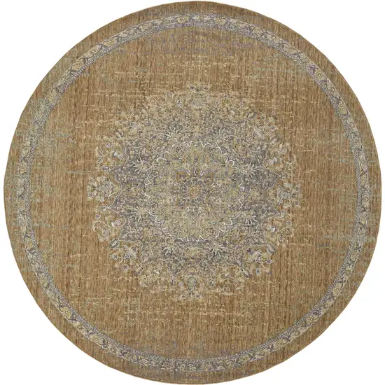 Round  Polyester Sage Area Rug Photo 4