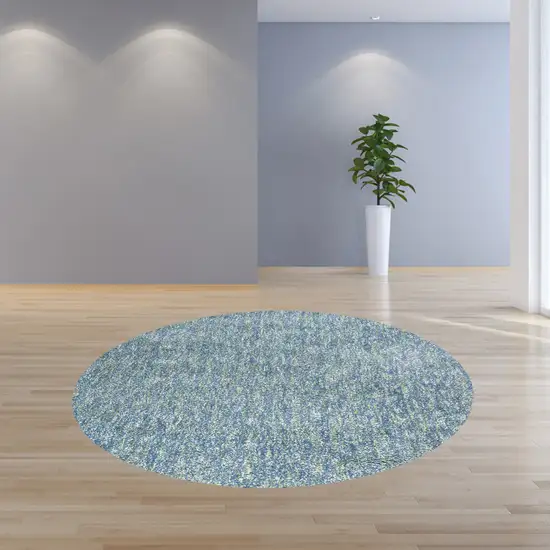 Round Polyester Seafoam Heather Area Rug Photo 4