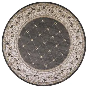 Photo of Round  Polypropylene Grey or  Ivory  Area Rug