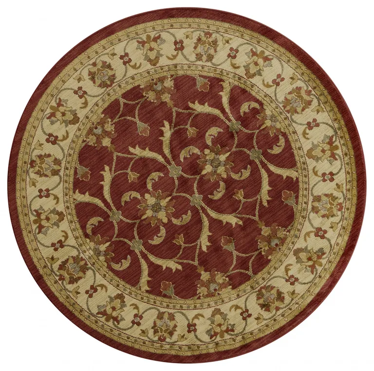 Round Polypropylene Ivory Area Rug Photo 2