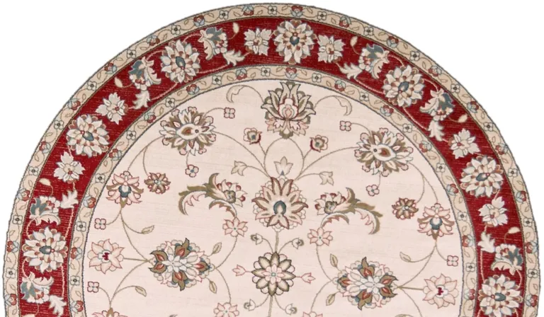 Round  Polypropylene Ivory or Red Area Rug Photo 3