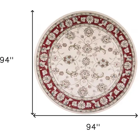 Round  Polypropylene Ivory or Red Area Rug Photo 5