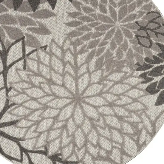 Round Silver and Gray Indoor Outdoor Area Rug Photo 8