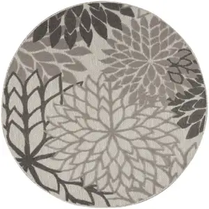 Photo of Round Silver and Gray Indoor Outdoor Area Rug