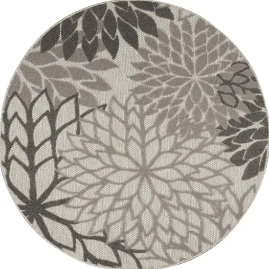 Round Silver and Gray Indoor Outdoor Area Rug Photo 9