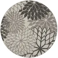 Photo of Round Silver and Gray Indoor Outdoor Area Rug