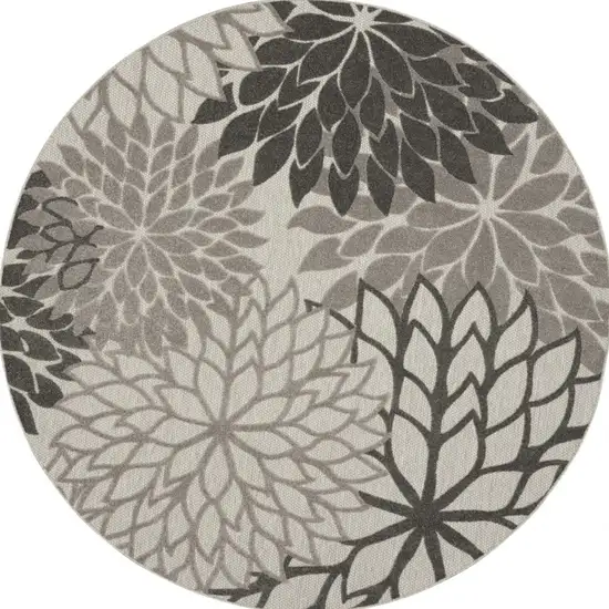 Round Silver and Gray Indoor Outdoor Area Rug Photo 9