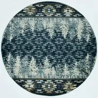 Photo of Round Slate Blue Winter Pine Trees Indoor Area Rug