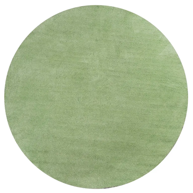 Round Spearmint Green Plain Indoor Area Rug Photo 3