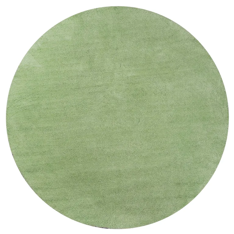 Round Spearmint Green Plain Indoor Area Rug Photo 1