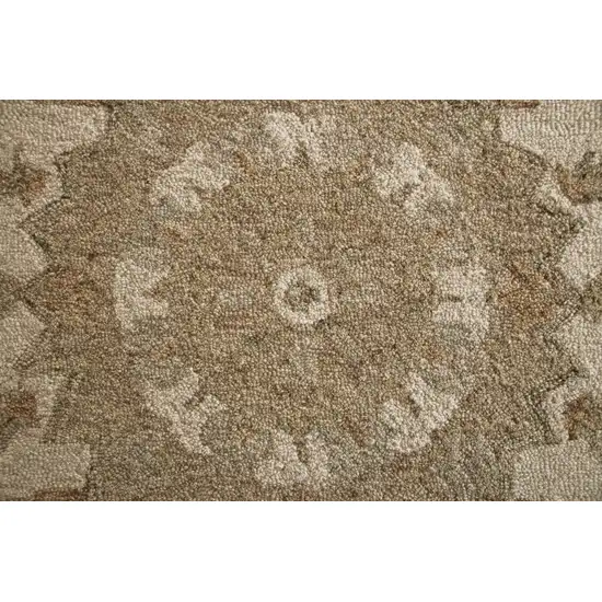 Round Tan Retro Modern Medallion Area Rug Photo 2