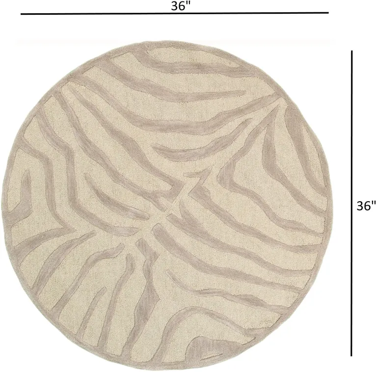 Round Taupe Zebra Pattern Area Rug Photo 4