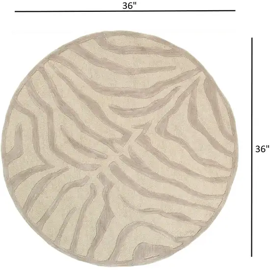 Round Taupe Zebra Pattern Area Rug Photo 4