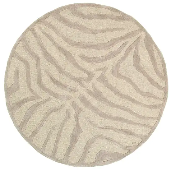 Round Taupe Zebra Pattern Area Rug Photo 1