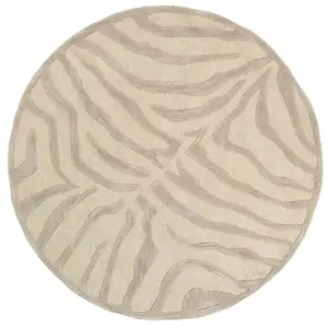 Photo of Round Taupe Zebra Pattern Area Rug