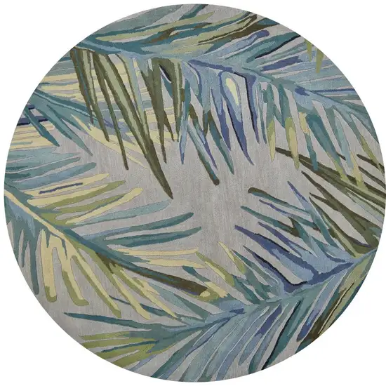 Round Wool Grey or  Blue Area Rug Photo 4