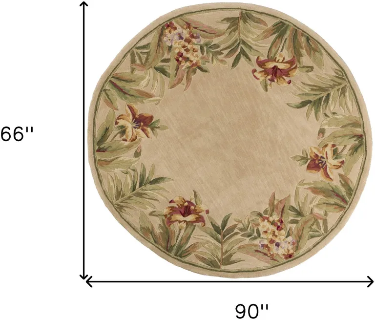 Round  Wool Ivory  Area Rug Photo 5